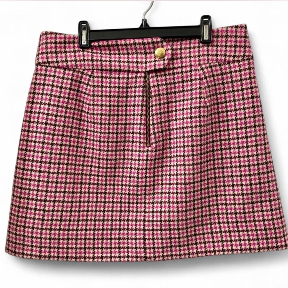❌SOLD❌J. Crew Pink Houndstooth Women's Mini Skirt - Picture 2 of 6